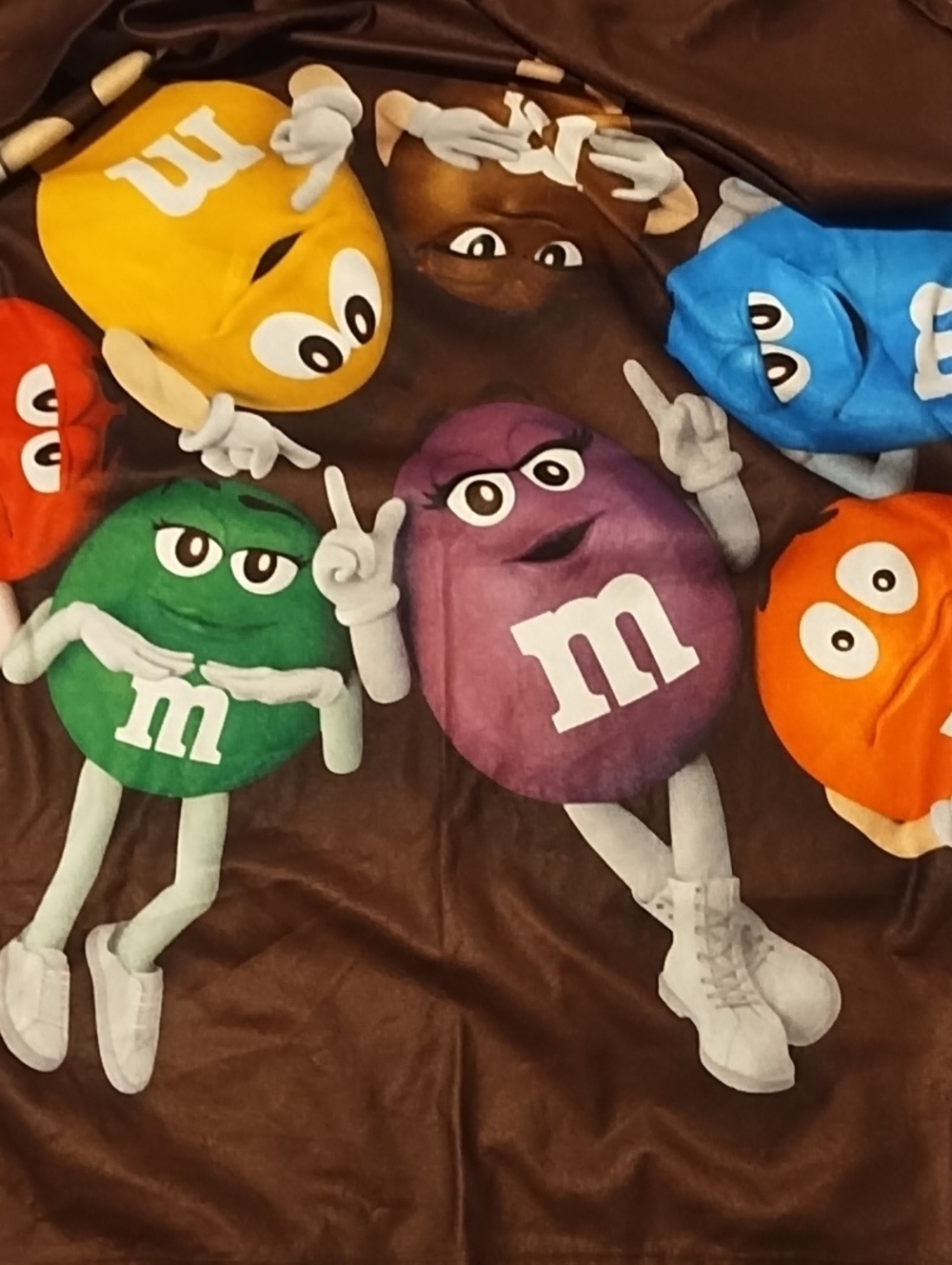 M&M's NIP Kids Brown Costume Blanket with Colorful Characters